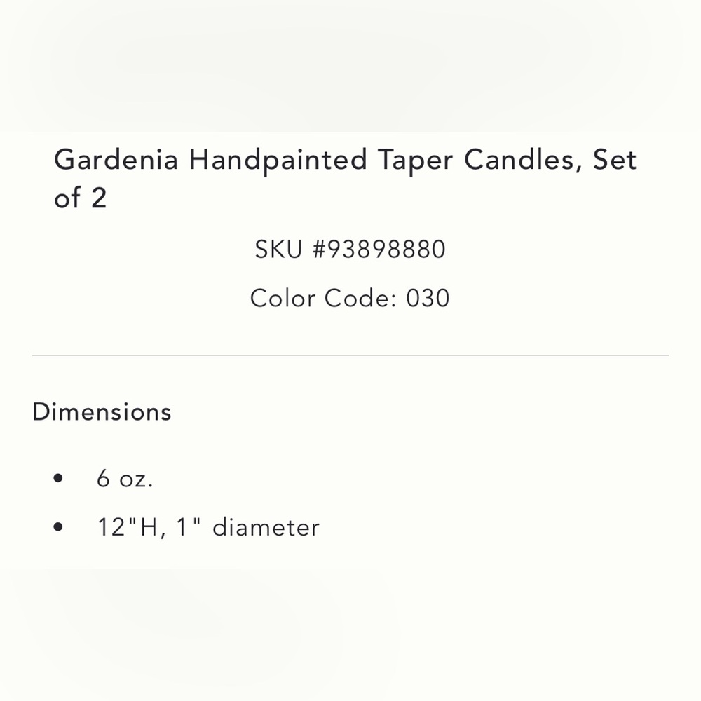Anthropologie Gardenia Handpainted Taper Candles, Set of 2 in Green NEW - Picture 4 of 4